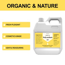 38.4 oz Polysorbate 20 Emulsifier, Premium Polysorbate 20 (TWEEN 20) Liquid, 100% Pure, Cosmetics Grade, Gentle on Skin, Suitable for Making Lotions, Shampoos, Body Washes, Makeup Removers and More