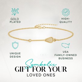 Lacrosse Bracelet, Dainty Lacrosse Stick Pendant Charm Jewelry, Waterproof Stainless Steel Chain Gift for Lacrosse Players, Coaches, Teams, Athletes, Teens, Women – Gold