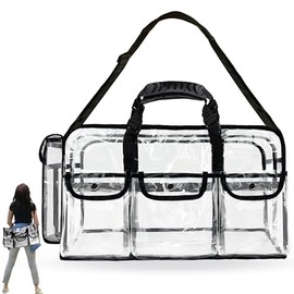 Bolsa grande transparente de 20 pulgadas, kit de maquillaje para viajes, bolsa de aseo transparente, bolsa de cosméticos organizadora profesional para maquillaje, juego de artista, trabajo, playa
