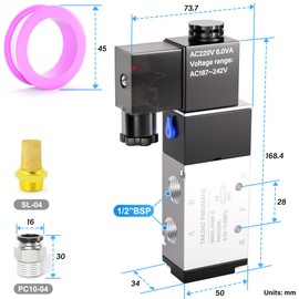 TAILONZ PNEUMATIC 1/2 Inch BSP Solenoid Valve 4V410-15 220V Single Coil Pre-Controlled Electric 2-Pin 5-Pin Connection Type