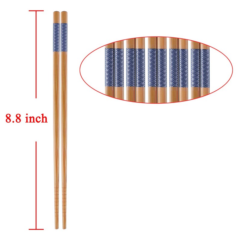 Antner 10 Pairs Bamboo Chopsticks Reusable Japanese Style Chopstick Gift