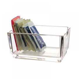 Sizikato 2pcs Clear Acrylic Sugar Packet Holder Square Tea Bag Bowl, 4.3 Inches