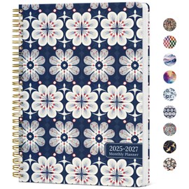 Monthly Planner 2025-2027, 2 Year Monthly Planner Calendar 2025-2027, July 2025 - June 2027, 7" x 10", 25-27 Monthly Calendar Planner, Perfect for School Office Home Planning -Indigo Blooms