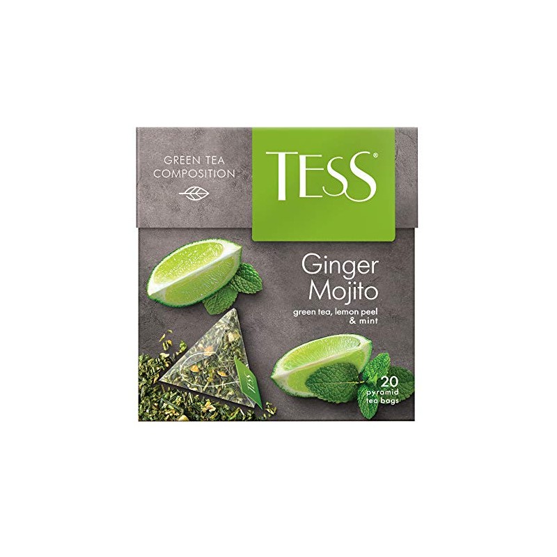 Tess Ginger Mojito Green Tea Composition Lemon Peel and Mint