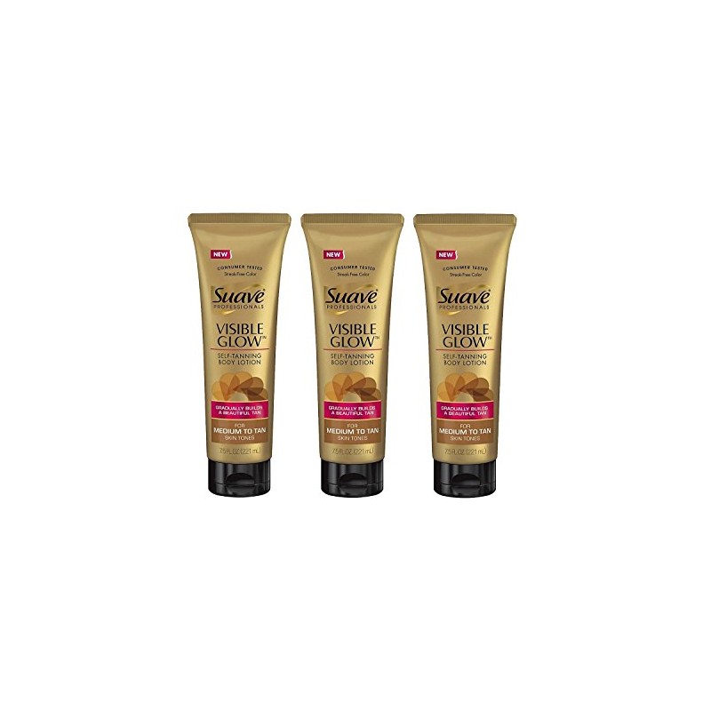Suave Visible Glow Self Tanning Lotion, Pack of 3