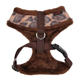 Puppia Kovo Dog Harness Overhead Warm Winter Leopard Print Adjustable Chest for Small Medium Dogs, Brown, Medium