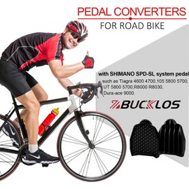 BUCKLOS Bike Platform Pedal Converter for Shimano SPD-SL, Universal Clipless Pedal Adapter for Regular Shoes