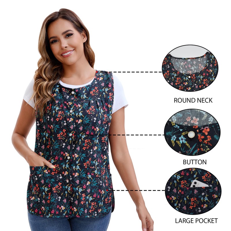 Nanxson Women Cobbler Apron Cotton Smock with 2 Patch Pockets,