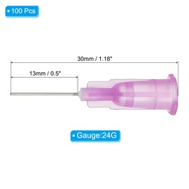 PATIKIL Blunt Tip Dispensing Needles, 100 Pcs 0.5 Inch 24G Industrial Liquid Dispenser Needle for Refilling Liquid Ink Adhesive Glue