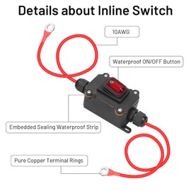 10AWG DC 12V Inline Switch, daitoku DC 5-24V DPST Dual Side Wiring Switches Inline Cord Switch for Motorcycle Car RVs