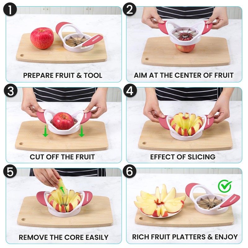 SCHVUBENR 4.72 Inch Large Apple Slicer with 12 Blades -