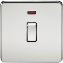 SCREWLESS 20A 1G DP SWITCH WITH NEON - POLISHED CHROME