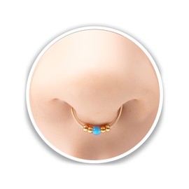 Tiny Fake Septum,Light Blue opal Small faux Septum Ring,fake septum jewelry,fake septum piercing,24g fake septum ring, opal fake septum,fake piercing,clip on septum