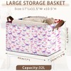 Purple Butterfly Pattern Collapsible Storage Box - 17x11.5x10.5 Inch Foldable