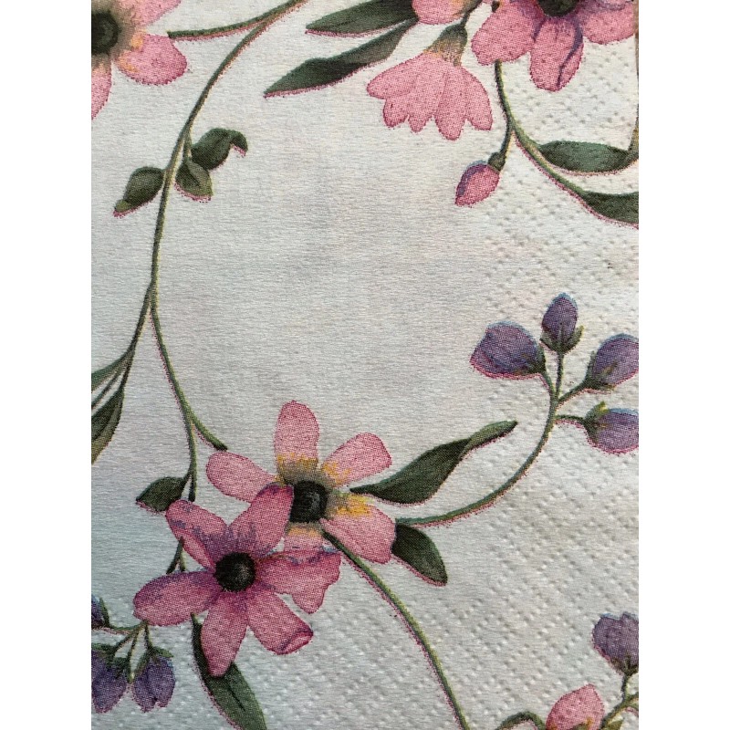 1 single Decoupage Craft Napkin Floral Blue Pink Purple Spring