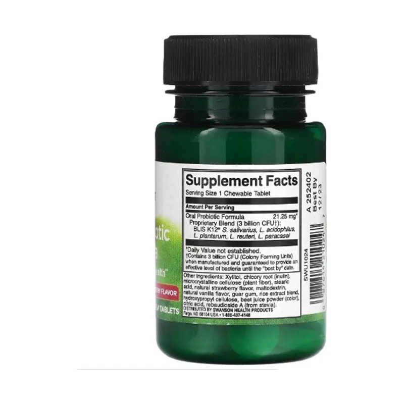 Oral Probiotic Formula X 30 Tabletas Masticables - Swanson Sabor