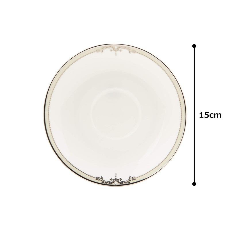 Narumi 51008-1946 Cup Saucer, Thin Pearl Accent, Arabesque, Platinum, Silver,