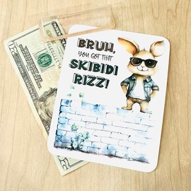 Cool Easter Money Holder Cards, Fun Slang, Bruh, Skibidi Rizz, Gen Alpha, Gen Z, Tween, Teen, Basket Stuffer (Bruh Skibidi Rizz)