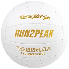RUN2PEAK Weighted Volleyball for Setters Heavy Weight Volleyball Ball Setter Training Volleyballs Equipment Setting Trainer for Indoor Outdoor Size 5 White PU Leather Volley Balls