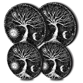 Aihonmin Tree of Life Stove Burner Covers, Gas Covers Set 4, 8 and 10 Inches Top for Electric Metal Cover Cooktop Decorative, Kitchen Decor
