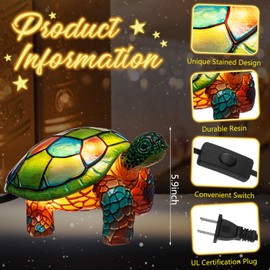 Retisee 3D Turtle Lamp Christmas Gift Tortoise Shell Lamp Cute Resin Sea Turtle Night Light Boho Vintage Animals Night Light for Boy Girl Bedroom Nursery Office Home Birthday Gift Supplies