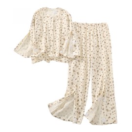 Yodilala Women's Home Hospital Gown, bedridden Patient Gown, Easy-to-wear Clothes for The Elderly with fractures, Full-Open Nursing Clothes(Floral,XXL)