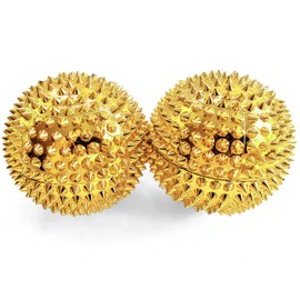 2 x DBT Skills Hedgehog Ball Magnetic High Stress Acupressure Ball for Stress Relief or Massage Against Tension and for More Mobility and Concentration (Gold)