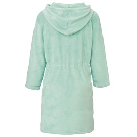 CelinaTex Women's Bathrobe Short or Long, XS-XL, Micro Flannel Dressing Gown with Hood, Sauna Gown with Zip (Vital) - Mint Langer Schnitt, size: m