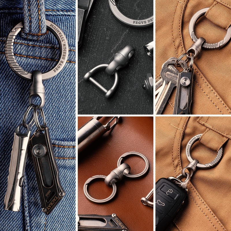 TISUR Titanium Key Ring, Car Key Chain, For Men, Smart