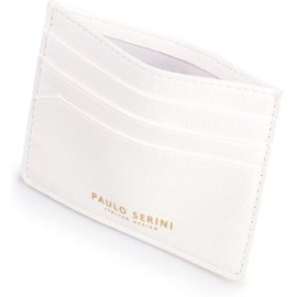 PAULO SERINI® Women's Card Holder Card Holder with 6 Card Slots and Compartment for Banknotes Coins Credit Card Holder Wallet Made of Vegan Leather Cloud White with Flower Print