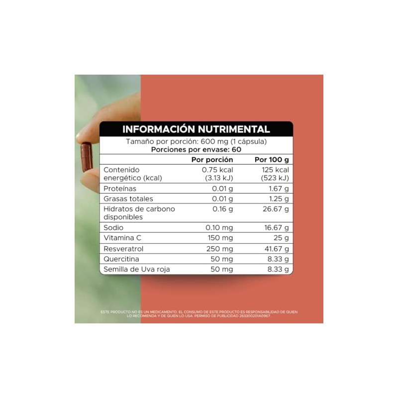 PACALLI Resveratrol con Quercetina - 60 Cápsulas