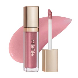 MilleFee Glamorous Slip Plumper (08 Milk Tea Rose), 0.2 fl oz (6.2 ml), Candy Ball, Lip Gloss, Moisturizing, Glitter, Transparent, Plush, Volume, Lip Care, Mucosal Lip, Hyaluronic Acid