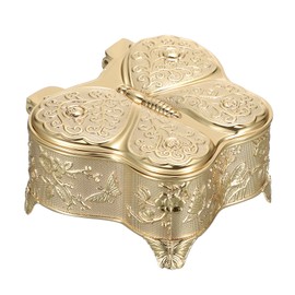 Hipiwe Vintage Jewelry Box Decorative Treasure Chest Butterfly Shape Trinket Keepsake Storage Box Gold Necklace Earring Holder Gift for Women, Small