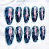 30pcs Gradient Press on Nails Medium Almond Black Butterfly-themed Summer