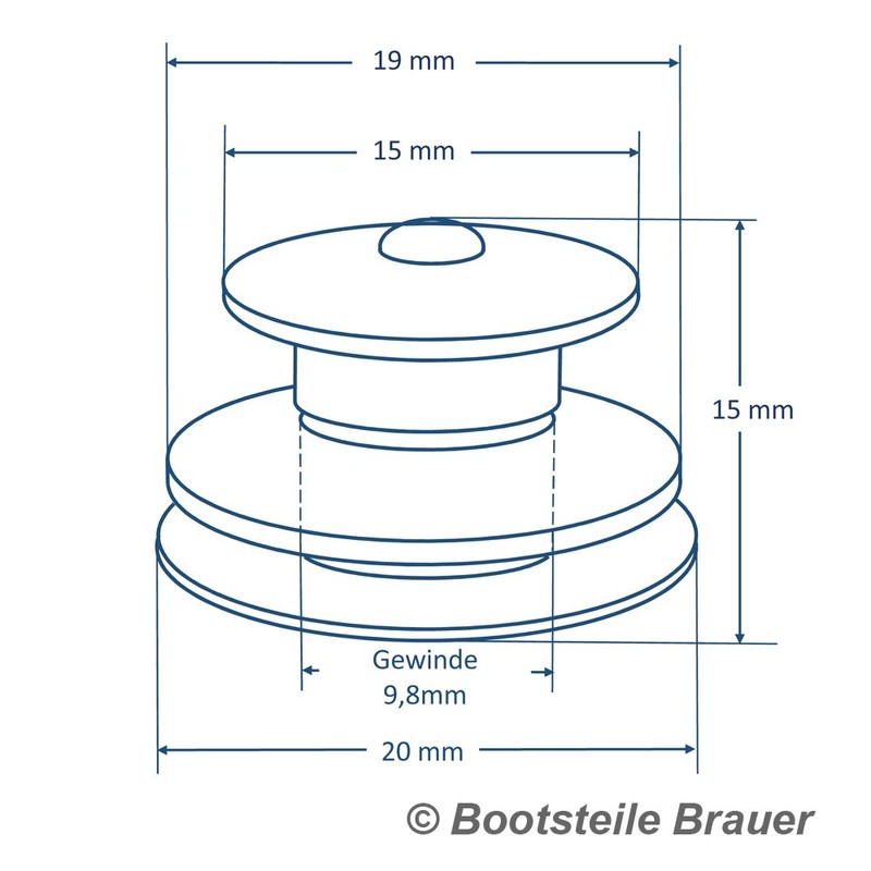 Loxx® Top Button Large for Fabric up to 2.5 mm