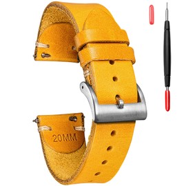 Torbollo Watch Band, Genuine Leather Replacement Band, Soft Italian Buttero Leather, Vibrant Color, Quick Release Watch Strap, 0.7/0.9 inches (18/20/22 mm), 18 mm