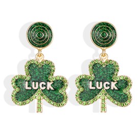 St Patrick's Day Accessories Stud Earrings for Women - Irish Lucky Shamrock Dangle Earring Green Shining Leaf Clover Drop Earrings, Saint Patrick's Day Costume Hat Party Accessories Jewellery