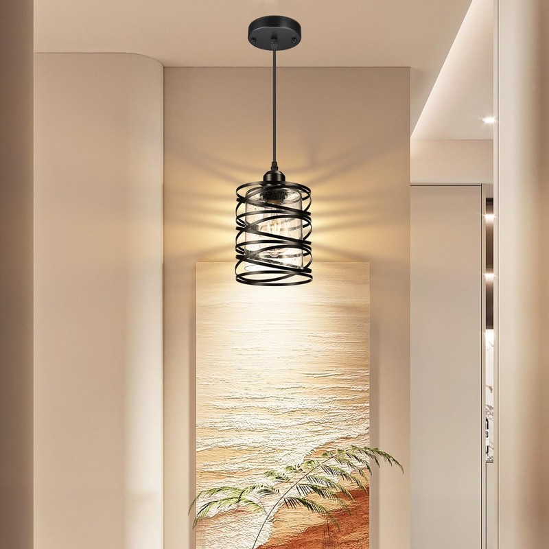 Glitnous Pendant Lights Kitchen Island, Modern Black Farmhouse Hanging Light
