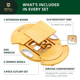 ROYAL CRAFT WOOD Large Round Cheese Board and Knife Set