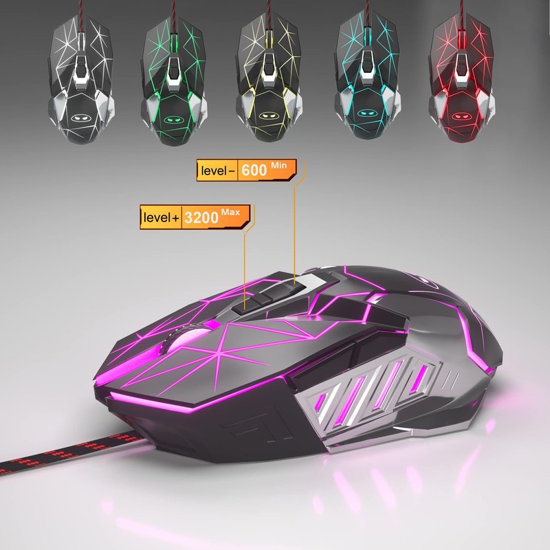 Typewriter Mechanical Gaming Keyboard and Mouse Combo, Retro Punk Round