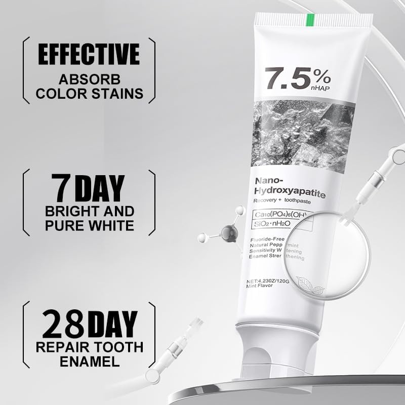 2pcs Hydroxyapatite Toothpaste, blanquea los dientes, limpia los dientes, elimina