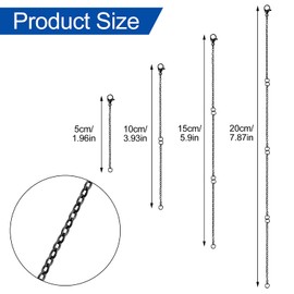TIESOME Necklace Extenders, Women 4 Piece Delicate Necklace Extender Stainless Steel Chain Extensions Set 2" 4" 6" 8" for Women Jewelry Making (Black)