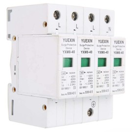 220 V Home Surge Protector, 4P 40KA Home Surge Protection DIN Rail Low Voltage Protection Surge Protection Device for Lightning Protection for Protection Electrical Systems Household Appliances