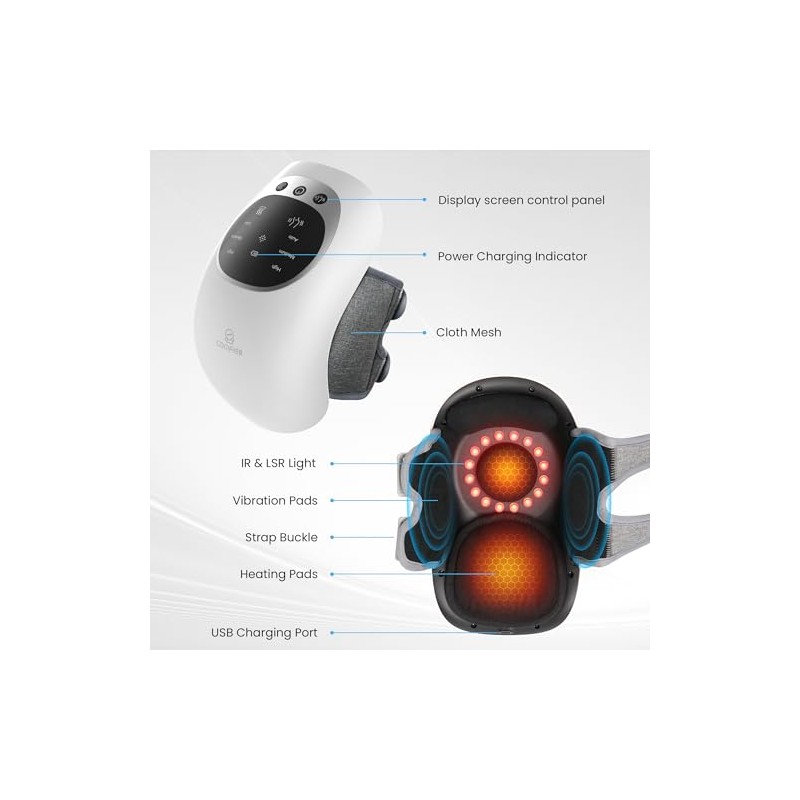 COMFIER Knee Massager, Wireless Knee Massager with 3 Adjustable Temperatures,