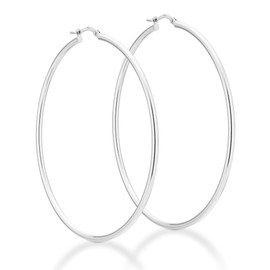 Miabella 925 Sterling Silver 2mm High Polished Round Tube Hoop Earrings for Women 50mm, 60mm Lightweight Earrings Made in Italy (60mm (2 3/8 Inches) wide)
