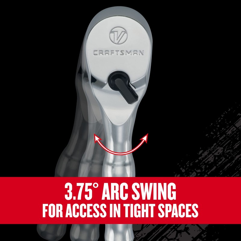 CRAFTSMAN V-SERIES Ratchet, 3/8 Inch Drive, 96-Tooth, Stubby (CMMT86320V)