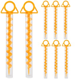 EFUTURETIME 8 x Tent Pegs Camping Stable Screw Pegs Sand Pegs Beach Plastic 29 cm Beach Sand Anchor Tent Ground Anchor Trampoline Ground Anchor with 8 Transparent Plastic Tubes, Yellow