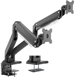 VIVO Premium Aluminum Heavy Duty Arm, Standard and Widescreen Dual Monitor Desk Mount with Instant Pneumatic Spring Height Adjustment, USB 3.0, VESA Stand fits 2 Screens up to 32 inches, STAND-V102G2U