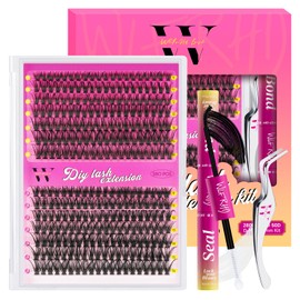 Lash Extension Kit 280PCS Eyelash Clusters 40D 50D DIY Eyelash Extension Individual Lashes Natural Lash Clusters Kit with Lash Bond and Seal, Tweezers(D-Mix9-16mm)