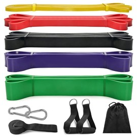 E T EASYTAO Bandas de Resistencia 5PCS(TPE), Ligas de Resistencia para Ejercicio, Fuerte Bandas Elástica para Pull Up & Crossfit - con Ancla de Puerta, 2 Manijas, Ganchos y Bolsa